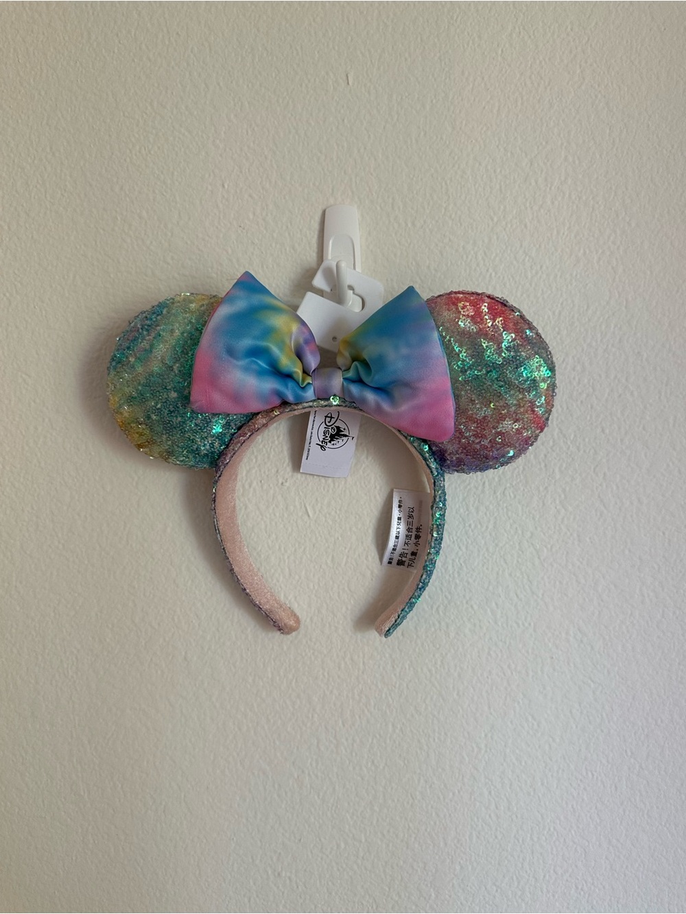 Disney Iridescent Pastel Rainbow Sequin Minnie Ears Headband